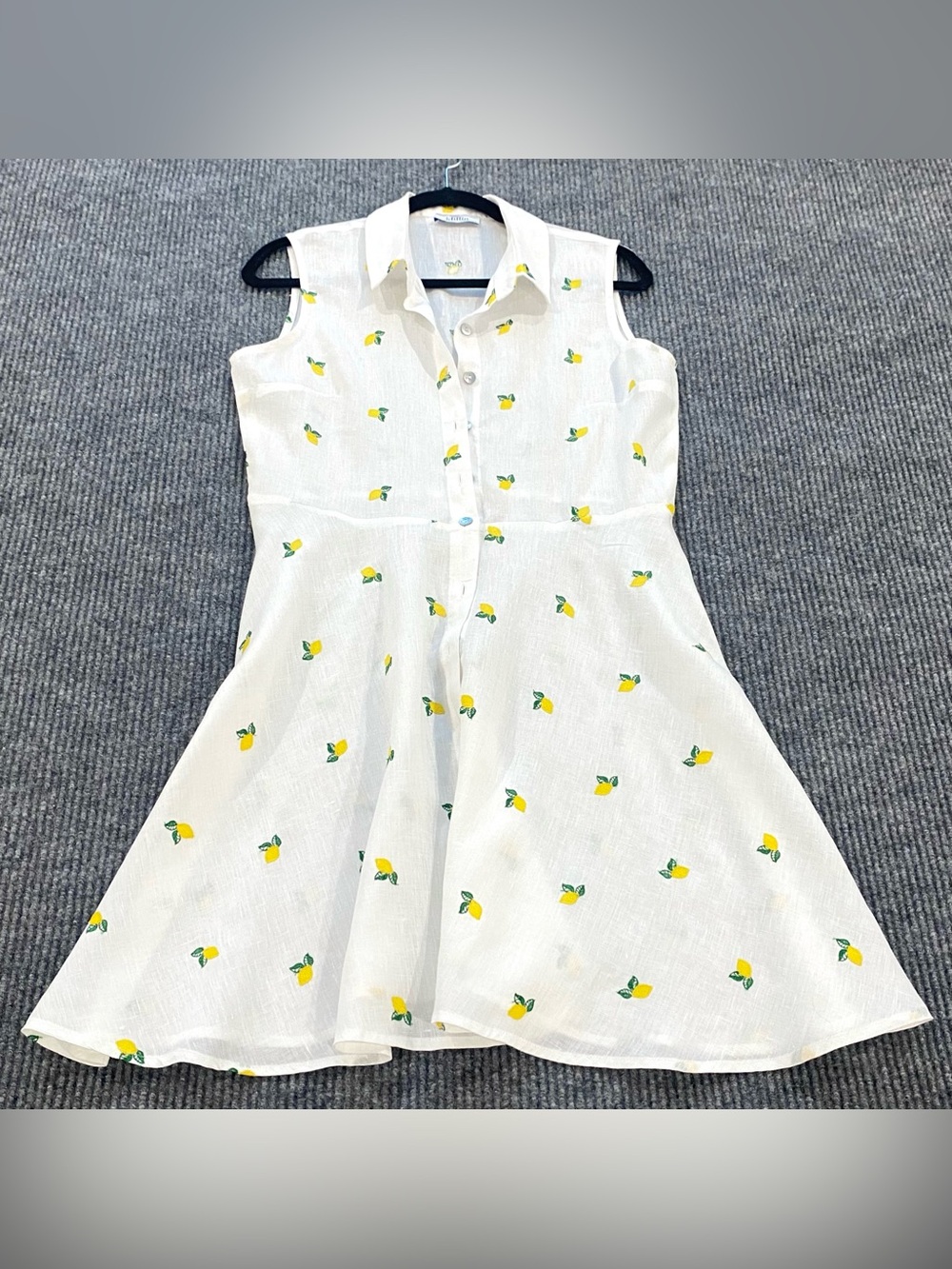 Idillio Positano White Linen Sleeveless Dress Women’s size L Lemon Print